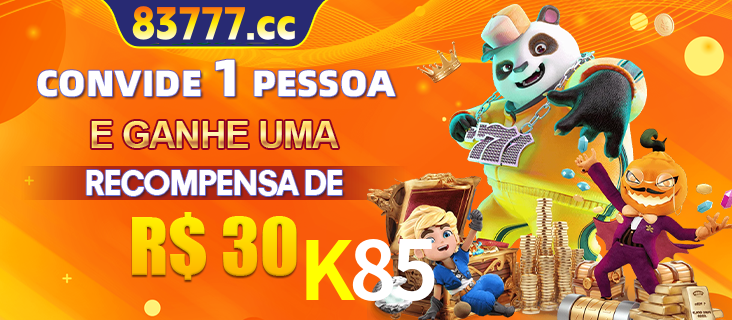 Banner institucional da K85 sobre parceria de marcas e criação de uma marca de excelência, apresentando os mascotes de jogos populares como o Fortune Tiger.